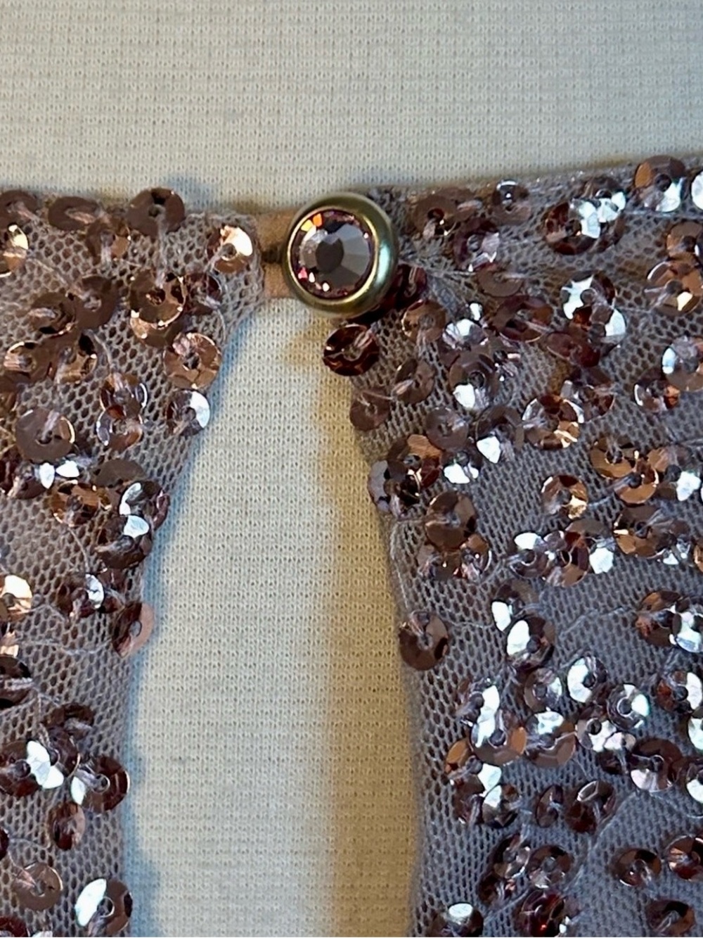 St. John Rose Gold Sequin Metallic Long Sleeve Midi Silk Dress Womens size 4 - Picture 4 of 16